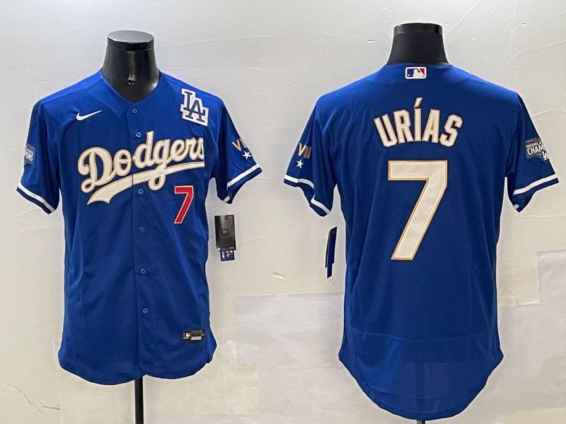 Men Los Angeles Dodgers #7 Urias Blue Gold Elite 2025 Nike MLB Jersey style 9